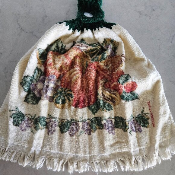 BRAND NEW GREEN CROCHET-TOP FALL HARVEST HANGING DISH TOWEL - Picture 5 of 13